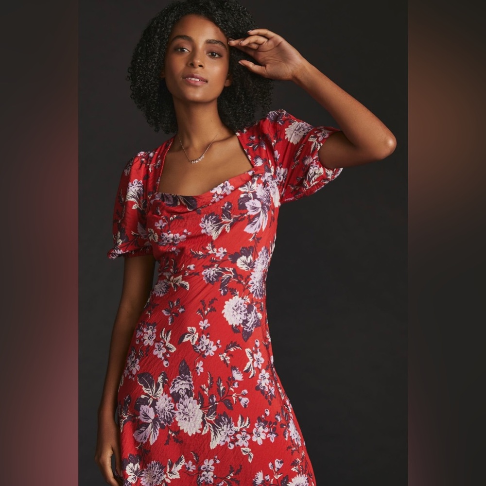 NWT Anthropologie Maeve Puff-Sleeve Floral Dress Sz 2
